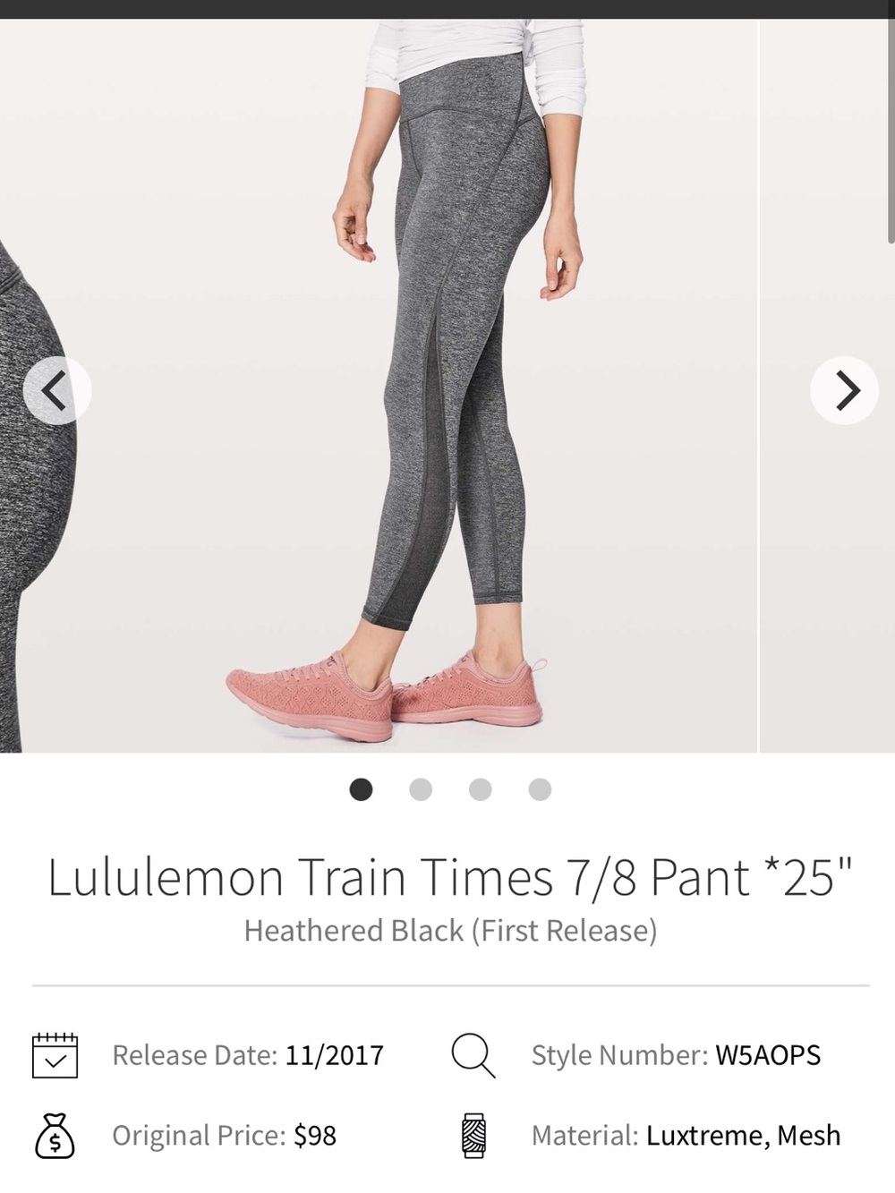 lululemon athletica Heathered Gray 7/8 Train Times Leggings